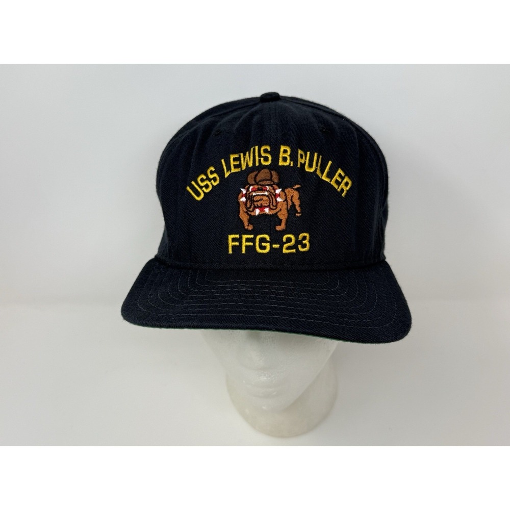 Vintage New Era USS‎ Lewis B Puller FFG-23 Ship Snapback Hat Cap Navy Blue USA